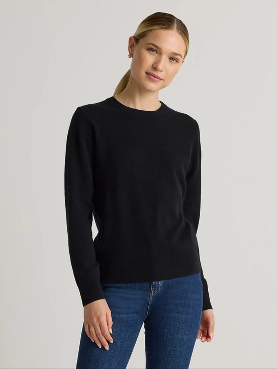 Quince Sweaters - Quince Cashmere Crew Neck Sweater Black Size Medium